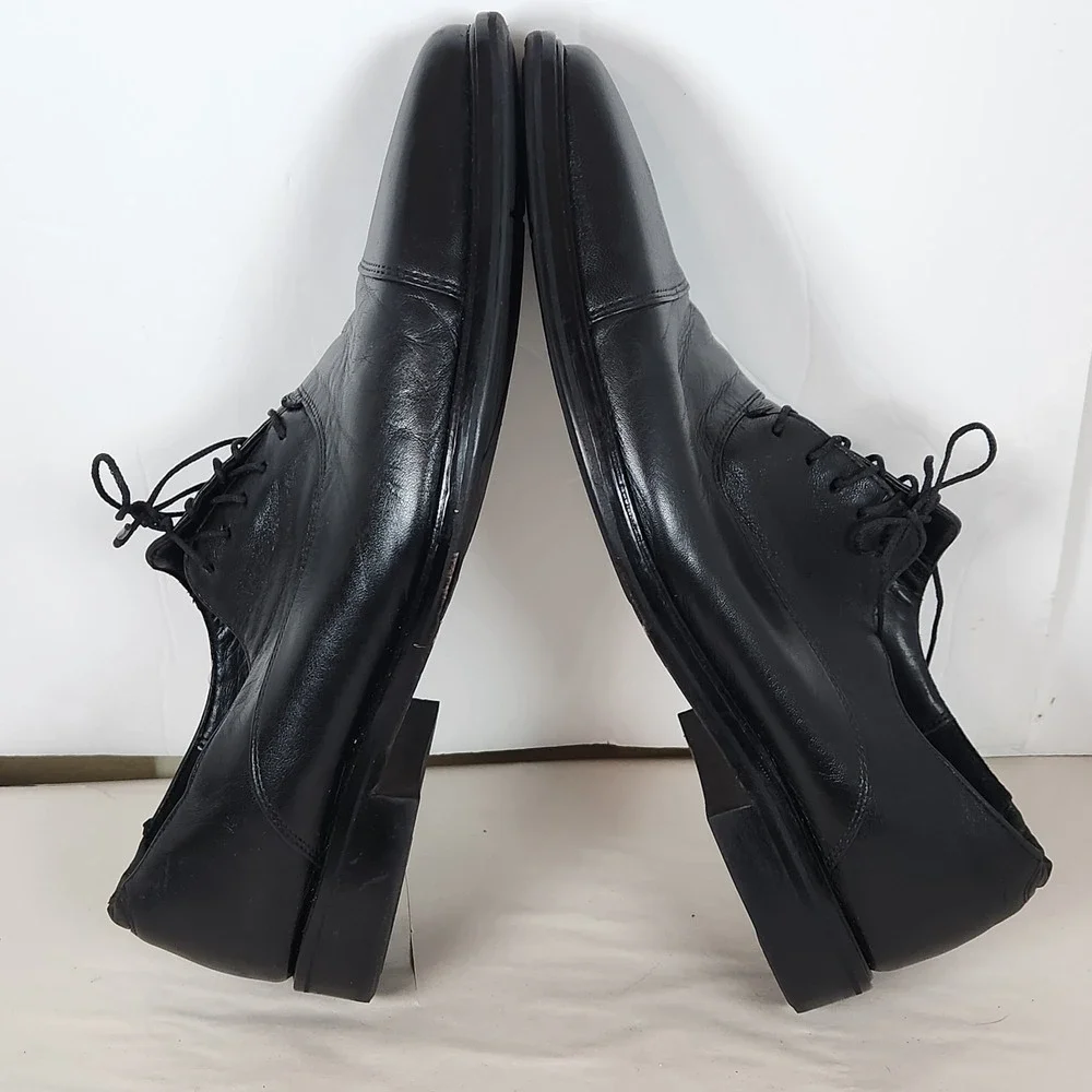 COLE HAAN Mens Dress Shoes Soft Black Leather Lace Up Plain Toe Oxfords Size 13M
